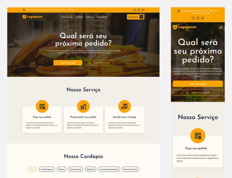 Site Delivery e Cardápio online